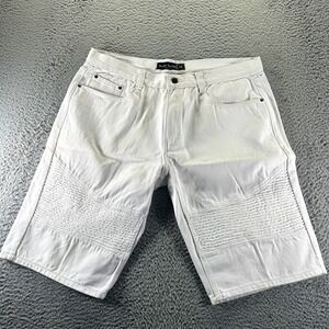 Maxi Milian Shorts Men's 40 White Cotton Denim Biker Motorcycle Travel Outdoor
